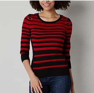 By & by black and red striped sweater